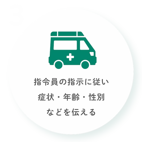 指令員の指示に従い症状・年齢・性別などを伝える